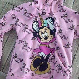 Disney Minnie Mouse Pink Hoodie with Unicorns